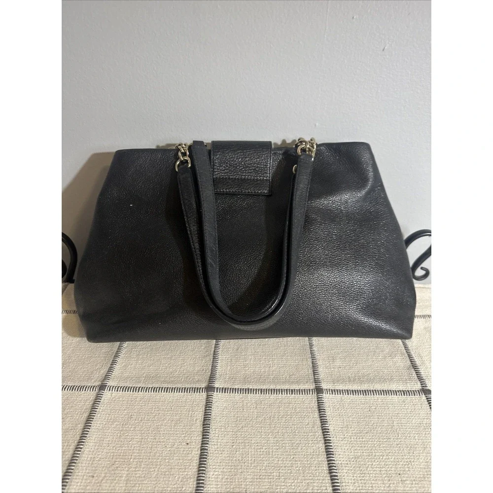 Kate Spade New‎ York Black Town Road Elena Leather Shoulder Bag Tote Gold Chain